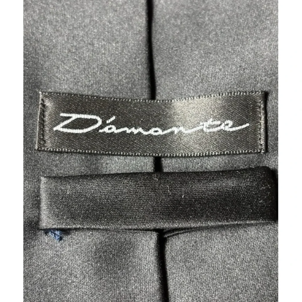 D'Amante Couture Tie Mens Black Rayon Retro Formal Necktie Vintage